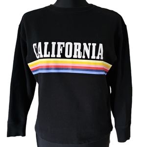 Mulberry and Grand California Rainbow Graphic Black Sweatshirt Womens Size Small